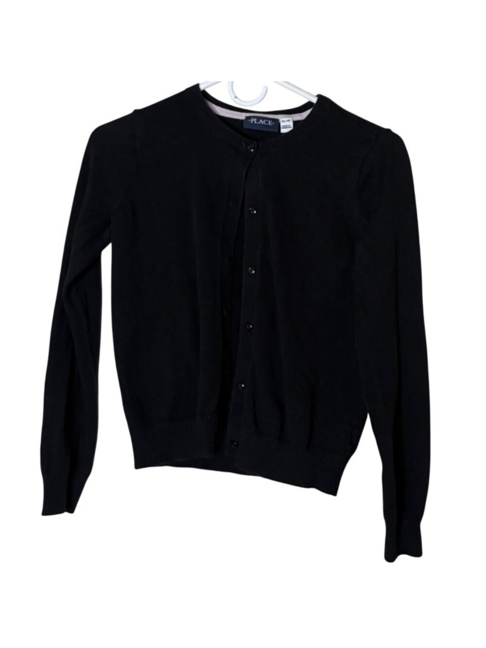 The Children’s Place Girl's XL 14 Black Button Front Cardigan Sweater Cotton